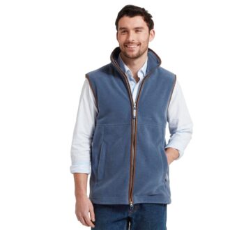 Schoffel Oakham Fleece Gilet in Storm Blue front 22-1056-8989