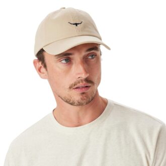 R M Williams Mini Longhorn Twill Cap in Ecru man