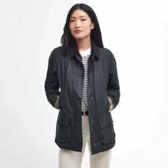 Barbour Beadnell Wax Jacket Sage front LWX0667SG91