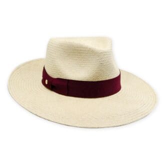 Failsworth Chatsworth Ladies Panama Hat in Natural with Burgundy Band